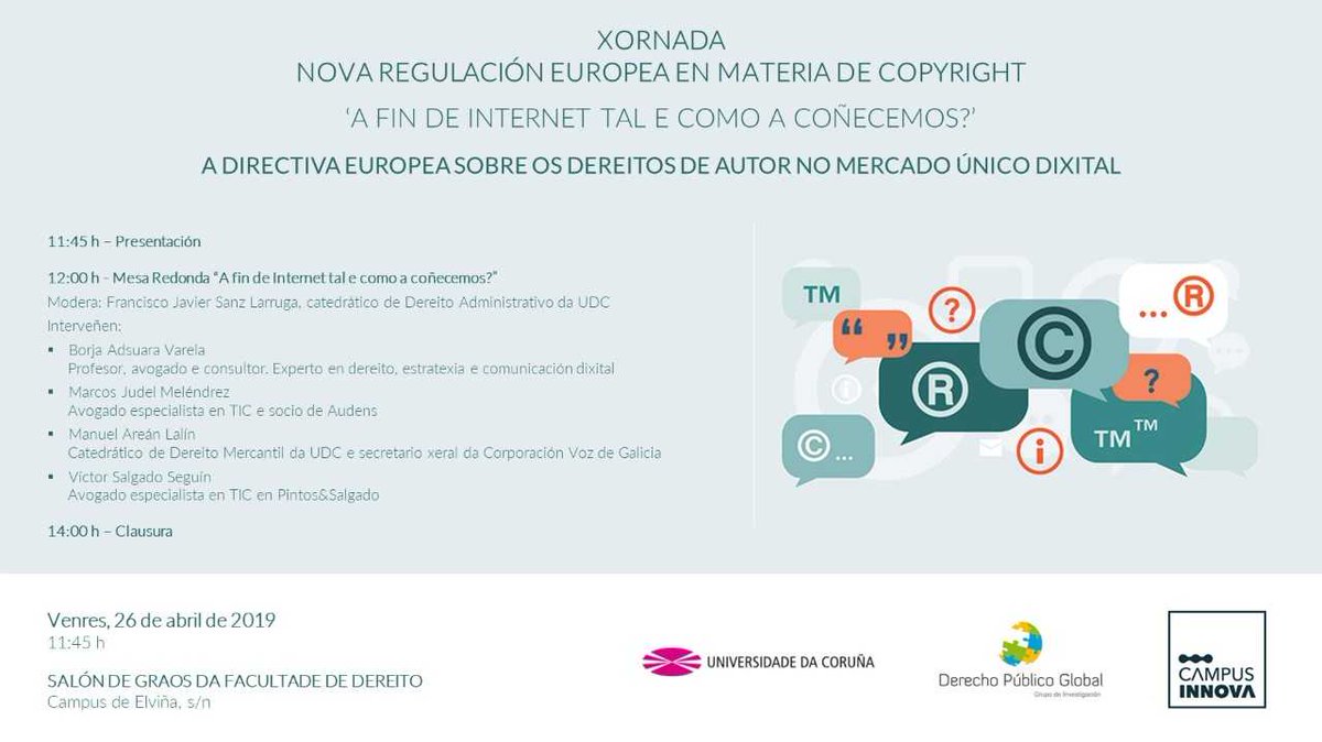 A fin de Internet tal e como a coñecemos? Xornada sobre dereitos de autor no mercado único global